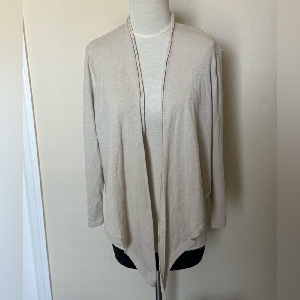 J JILL Linen Blend Open Front Sweater